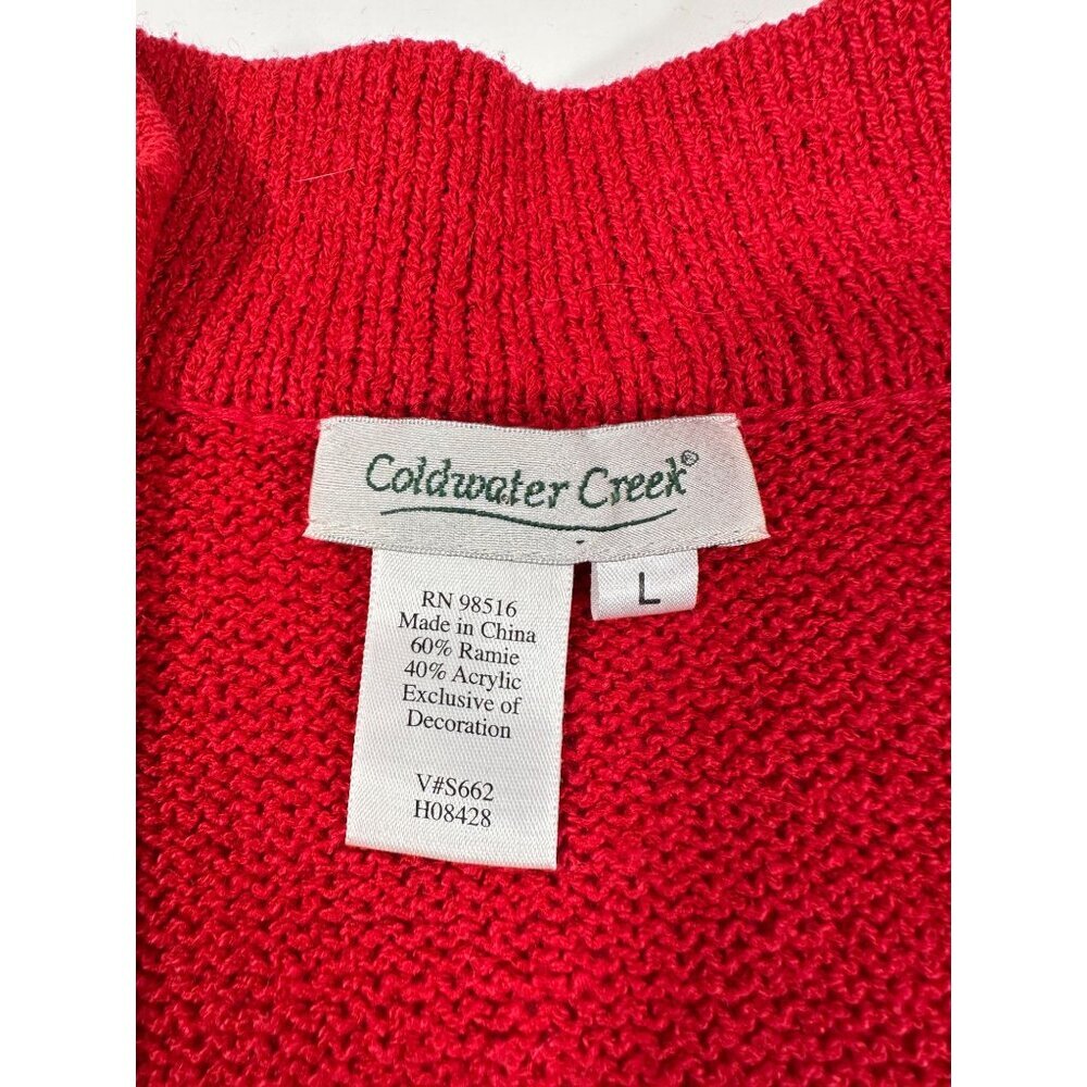 Coldwater‎ Creek Red Bejeweled Cats Kitchy Zip Sweater Jacket Size L - Picture 5 of 16